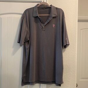 Pete Millar Striped Gray & Pink Polo Shirt, Sz 2XL